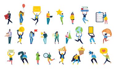 業務類型 一組人帶有不同的業務標誌。