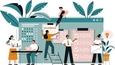 流程 团队合作中的不同成员正在进行会计和审计工作。