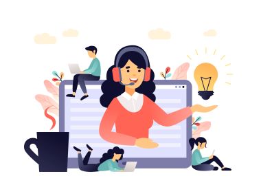 虚拟办公室 女性热线客服为客户提供咨询服务。