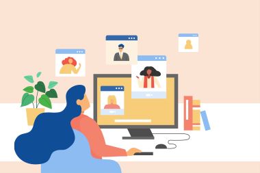 环球通讯 在家进行在线会议,与世界各地人员联机。